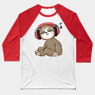 Cute Sloth Listening To Music Baseball T-Shirt